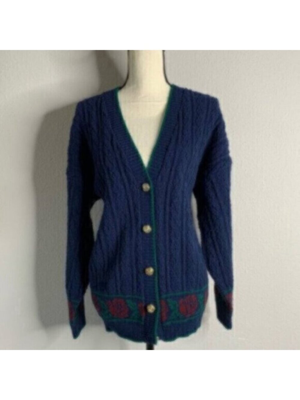 Lauren Ralph Lauren Rare Vintage Cable Cardigan Sweater With Gold Buttons - Picture 7 of 17